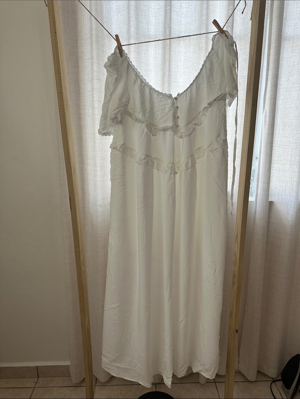 White Ruffled Maxi Dress